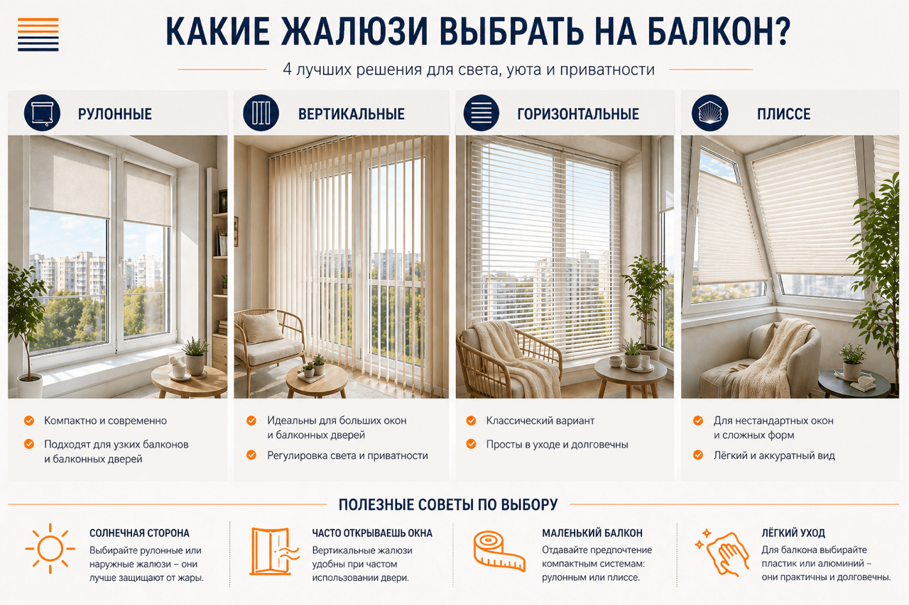 Какие жалюзи выбрать для балкона